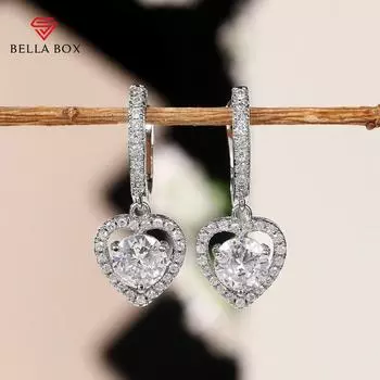 BELLA BOX роскошные висячие серьги в форме сердца для свадьбы, романтические женские аксессуары для ушей с блестящим цирконием, необычные серьги Love
