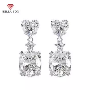 Bella Box Роскошные висячие серьги в форме сердца для женщин Свадебные ювелирные изделия Eternity Love Высокое качество серебряные блестящие женские серьги розовый