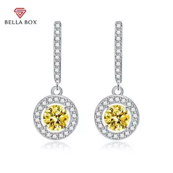 BELLA BOX Роскошные женские круглые серьги с четырьмя зубцами, подарок на свадьбу и помолвку синий