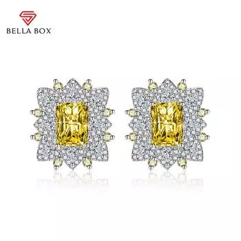 BELLA BOX Роскошные женские квадратные серьги-гвоздики с бриллиантами, серьги-капли, подарок на свадьбу, помолвку и вечеринку зелёный