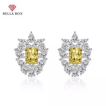 BELLA BOX Роскошные женские квадратные серьги с микроинкрустацией цирконием, геометрические серьги, подарок на свадьбу, помолвку и вечеринку зелёный