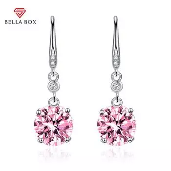 BELLA BOX Роскошные женские модные круглые серьги-гвоздики с одним бриллиантом, подарок на свадьбу, помолвку и вечеринку синий