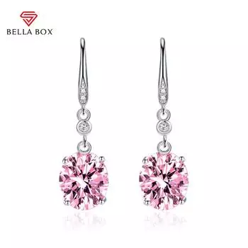 BELLA BOX Роскошные женские модные овальные серьги-гвоздики с одним бриллиантом, подарок на свадьбу, помолвку и вечеринку синий