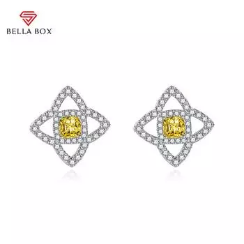 BELLA BOX Роскошные женские модные серьги-гвоздики в виде клевера, свадебный подарок для помолвки и вечеринки синий