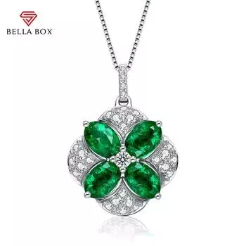 BELLA BOX Роскошные женские ожерелья с подвесками из зеленого турмалина, классические ювелирные изделия из медного сплава для свадьбы, помолвки синий