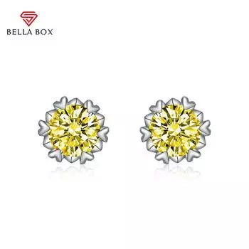 BELLA BOX Роскошные женские серьги-гвоздики со снежинками и цирконием, подарок на свадьбу, помолвку и вечеринку синий