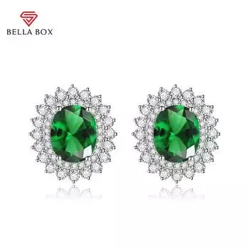 BELLA BOX Роскошные женские серьги-гвоздики в форме яйца, подарок на свадьбу, помолвку и вечеринку зелёный