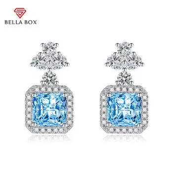 BELLA BOX Роскошные женские серьги-гвоздики, подарок на свадьбу и помолвку синий