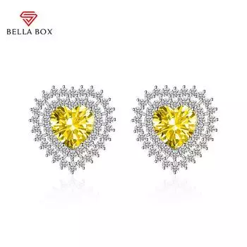 BELLA BOX Роскошные женские серьги-гвоздики в форме сердца с цирконом, подарок на свадьбу, помолвку и вечеринку синий