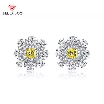 BELLA BOX Роскошные женские серьги-гвоздики с белым цирконом, подарок на свадьбу, помолвку и вечеринку синий