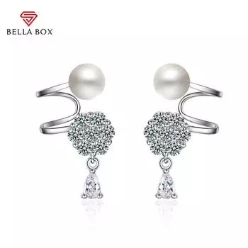 BELLA BOX Роскошные женские серьги-подвески на свадьбу, помолвку и вечеринку белый