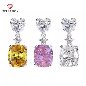 BELLA BOX Роскошные женские серьги с овальными драгоценными камнями 5А Серьги из медного сплава с цирконом розовый