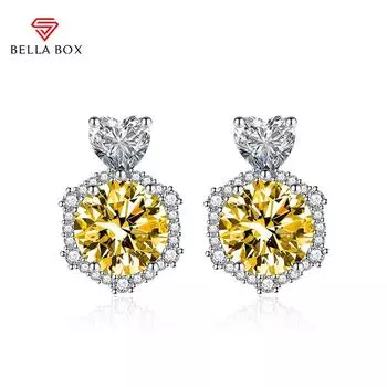 BELLA BOX Роскошные женские серьги с сердечками на свадьбу, помолвку, подарок синий