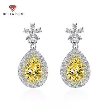 BELLA BOX Роскошные женские серьги с цирконом в форме капли, подарок на свадьбу, помолвку и вечеринку синий