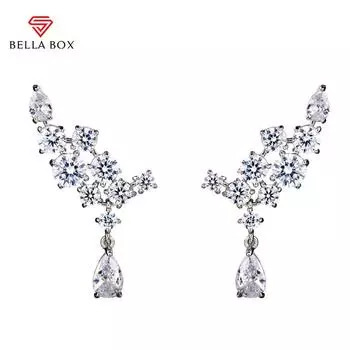BELLA BOX Роскошные женские висячие серьги с блестящим фианитом для свадьбы, помолвки и вечеринки, модные аксессуары, изысканный подарок красный