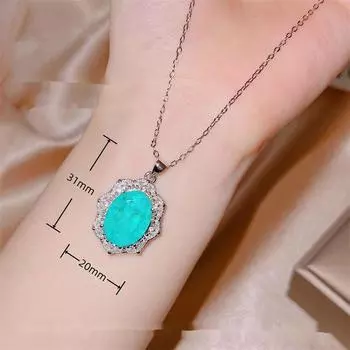 BELLA BOX Роскошный кулон в стиле суда «Параиба», подходящий для повседневной женской вечеринки, модные украшения Contains chain 45cm