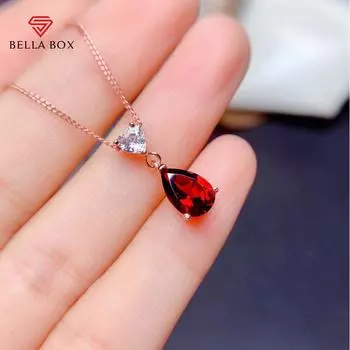Bella Box Розовое золото Цвет капли воды Красный цвет Сокровище Простой темпераментный кулон Цепочка на ключицы для женщин Свадебные украшения