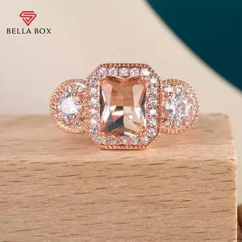 Bella Box розовое золото цвет свадебная церемония кольцо женский геометрической формы камень циркон простые стильные аксессуары для женщин