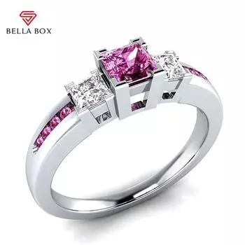 BELLA BOX розовые, синие, зеленые кольца на палец с драгоценными камнями для женщин, однотонное свадебное ювелирное кольцо, 4 цвета, размер 6-10 6 синий