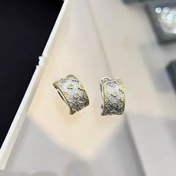 BELLA BOX Серьги-гвоздики из меди с контрастным кружевом и резьбой в стиле бушира, подходящие для повседневной женской вечеринки, модные украшения