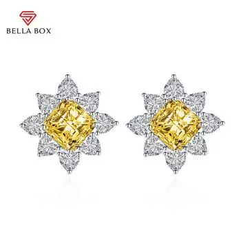 BELLA BOX серьги-гвоздики с цветком солнца, роскошные женские свадебные ювелирные изделия, подарки зелёный