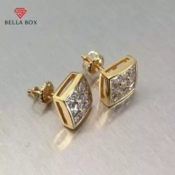 BELLA BOX Серьги-гвоздики с микро-асфальтированным фианитом квадратной формы для женщин/мужчин, крутые серьги в стиле хип-хоп, подарок для пары, эффектные ювелирные изделия