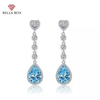 BELLA BOX серьги в форме сердца каплевидные 5А циркон с длинной кисточкой модные серьги аксессуары для вечеринок синий