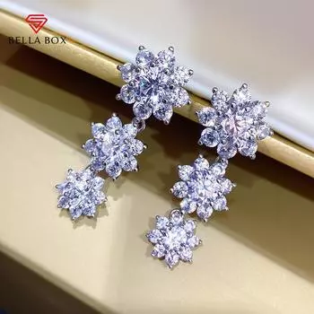 BELLA BOX шикарные висячие серьги с 3 цветами и кристаллами AAA, цирконий, романтические женские серьги для вечеринки, свадьбы, модные ювелирные изделия