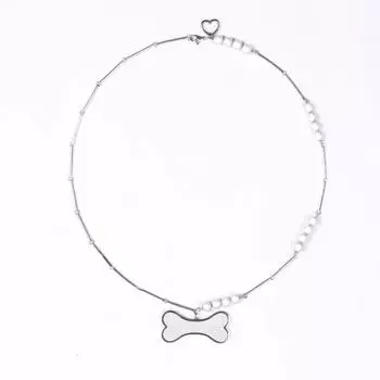 BELLA BOX Простой дизайн ожерелье из жемчуга и кости с цепочкой на ключицу, подходящее для повседневной мужской вечеринки, модные украшения Bone necklace About 60cm белый