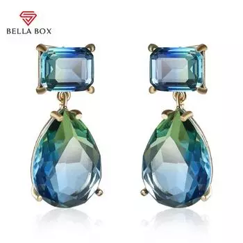 Bella Box синие висячие серьги с фианитом для женщин, элегантные женские аксессуары для помолвки, свадьбы, модные украшения, высокое качество синий