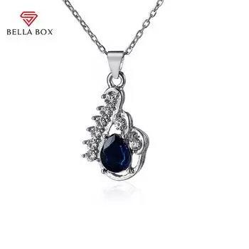 Bella Box современное женское ожерелье с блестящим цирконием, свадебные аксессуары для помолвки, подарок, ювелирные изделия высокого качества 45cm синий