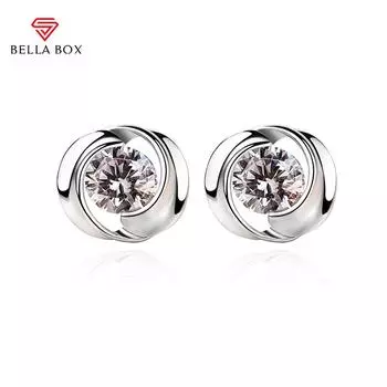 BELLA BOX современные серьги для женщин, серьги-гвоздики для пирсинга ушей, одиночные круглые серьги с кубическим цирконием, простые стильные женские аксессуары, ювелирные изделия
