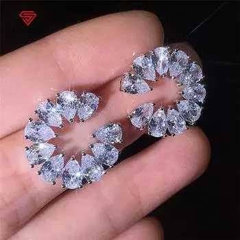 BELLA BOX, современные женские серьги, инкрустированные ослепительными каплями воды, кубический цирконий, модные аксессуары, роскошные вечерние подарки, эстетические украшения