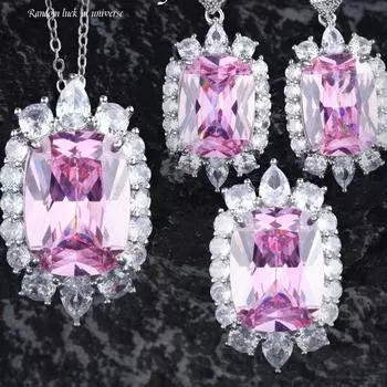 BELLA BOX Супер яркий темперамент розовый камень с высоким содержанием углерода роскошный кулон ожерелье кольцо серьги женщины все подходит старший костюм No.2