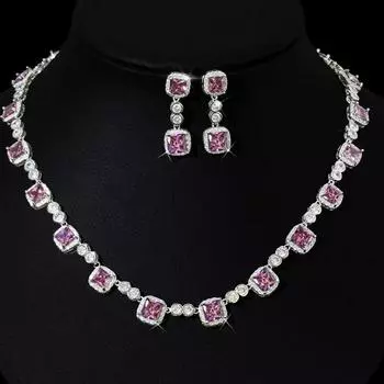 BELLA BOX Superior sense свадебное ожерелье из циркона серьги свадебные аксессуары для платья розовый бриллиант комплект цепочка ювелирные изделия No.3 розовый