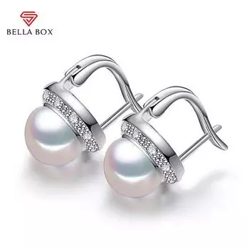 BELLA BOX, свежие стильные белые/розовые серьги с имитацией жемчуга для девочек, инкрустированные белым фианитом, модные универсальные женские украшения белый