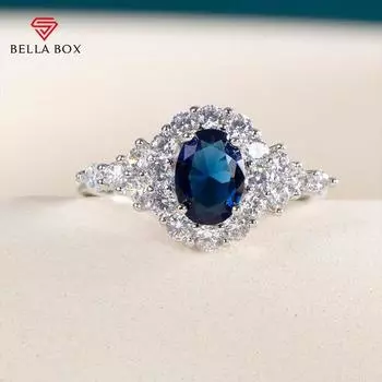 Bella Box темно-синяя серия подвески женские кольца на палец роскошные обручальные кольца для невесты блестящие ювелирные изделия с цирконом 6 синий