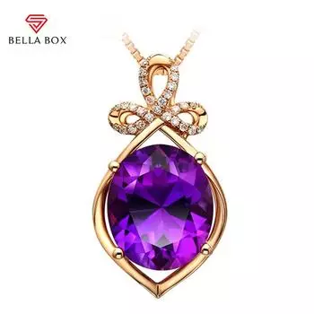 Bella Box Темперамент Аметист Подвеска Женская мода Роскошная цепочка из розового золота для женщин Очаровательная свадебная помолвка Изящные ювелирные изделия Новые модные