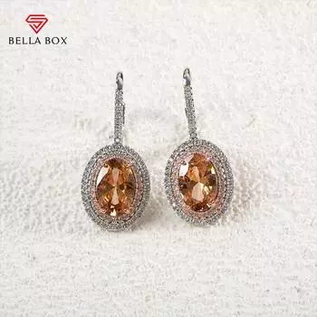 Bella Box темпераментные серьги-капли цвета шампанского для женщин, элегантные аксессуары для свадебной церемонии и вечеринки, роскошные ювелирные изделия серебряного цвета шампанского