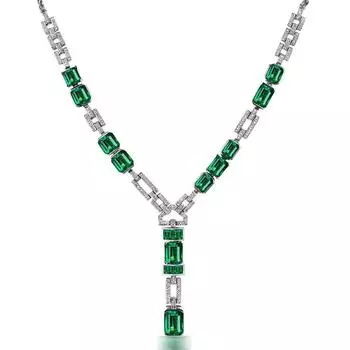 BELLA BOX Тяжелая промышленная конструкция, высококачественная роскошная имитация изумрудной цепочки, подходящая для повседневной женской вечеринки, модные ювелирные изделия About 45cm зелёный
