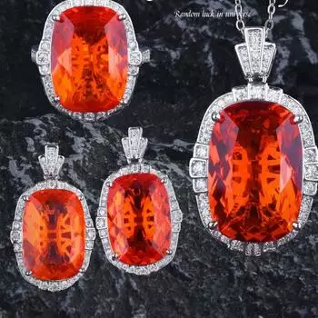 BELLA BOX Тяжелое тяжелое каратное ожерелье с подвеской из высокоуглеродистого камня в стиле ретро, роскошное кольцо Fanta, цветное сокровище, серьги No.2 красный
