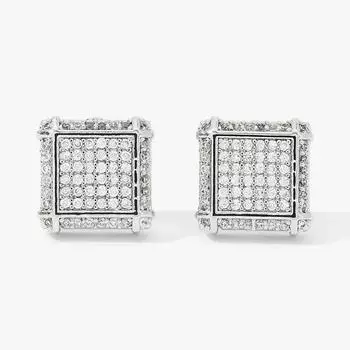 BELLA BOX, трансграничные взрывные квадратные серьги в стиле хип-хоп из Европы и США, полные циркона, мужские серьги в стиле хип-хоп с микровставками a pair платиновый