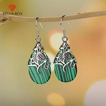 BELLA BOX трендовые серьги с каплями воды в зеленую полоску, серьги-ракушки для женщин, брендовые вечерние ювелирные изделия на юбилей, подарок зелёный