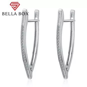 BELLA BOX V-образные модные серьги с цирконием и бриллиантами, ювелирные изделия, подарок для свадебной вечеринки белый