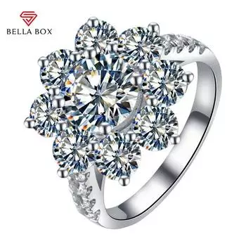 BELLA BOX Восемь сердец и восемь стрел Покрытие PT950 Прямая трансляция нового продукта Эмуляция нового продукта Mosan Diamond Full Diamond Open Ring Girl 17.3mm золотой