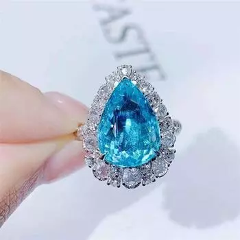 BELLA BOX Высококачественная онлайн-трансляция знаменитостей в прямом эфире, новый продукт, моделирование, женское открывающееся кольцо с синим топазом и бриллиантами, высокое качество Adjustable Opening синий