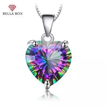 Bella Box в форме сердца Love, черный красочный кулон, женское цветное ожерелье, цепочка на ключицы для девочек, очаровательные ювелирные изделия для свадьбы и помолвки фиолетовый