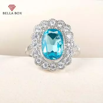 Bella Box великолепное женское обручальное кольцо с овальным синим драгоценным камнем женские аксессуары вечерние элегантный дизайн модные украшения 6 синий