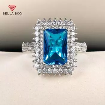 Bella Box великолепные кольца с синим цирконом женские для свадьбы простой и элегантный дизайн блестящие женские аксессуары трендовые ювелирные изделия 6 синий