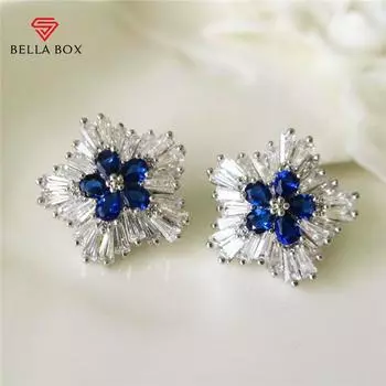 BELLA BOX великолепные серьги-гвоздики с синим цирконием, аксессуары для свадебной вечеринки и помолвки для женщин, синие серьги, модные украшения